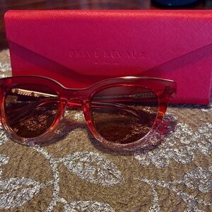 Prive Revaux Women's Red Transparent Round Sunglasses